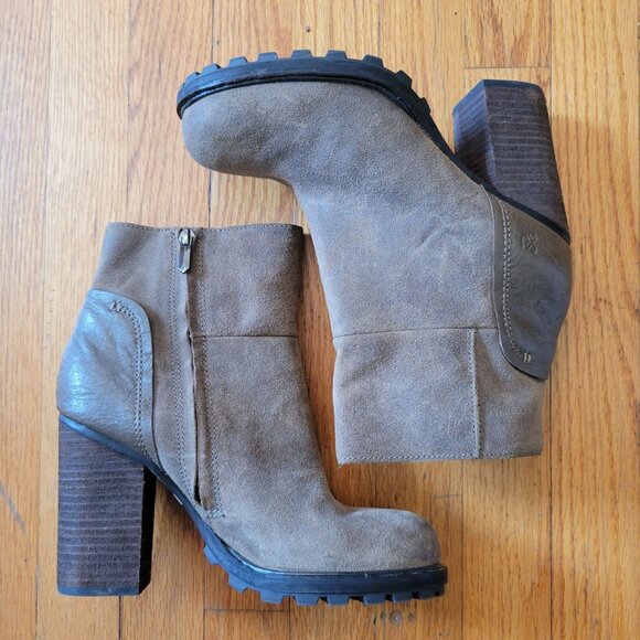 Sam Edelman 8.5M Brown‎ Leather Ankle Boots Heels FRANKLIN Suede - Picture 4 of 8